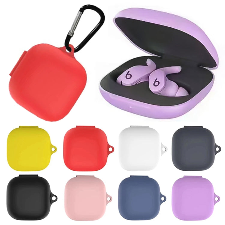 Pure Color Silicone Earphone Protective Case with Hook For Beats Fit Pro(Red)