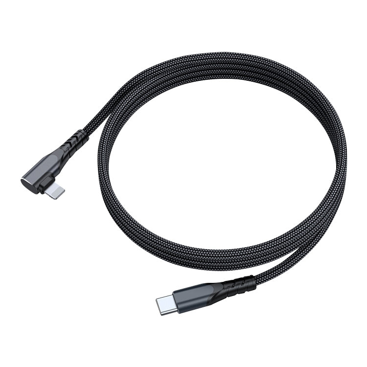 A6 PD 20W USB-C / Type-C to 8 Pin Elbow Data Cable for iPhone, iPad, Length:2m(Black)