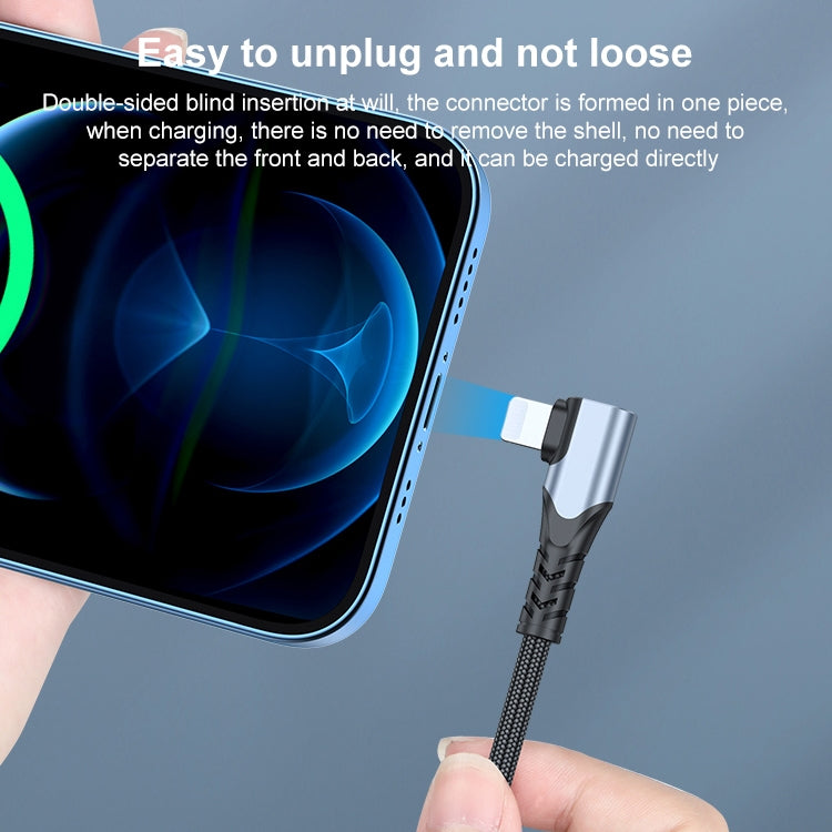 A6 PD 20W USB-C / Type-C to 8 Pin Elbow Data Cable for iPhone, iPad, Length:2m(Black)