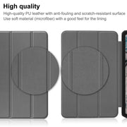 For Nokia T20 Three-folding Holder Custer Texture Leather Tablet Case(Grey)