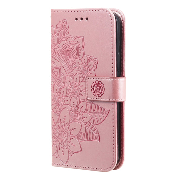 For Samsung Galaxy A53 5G 7-petal Flowers Embossing Pattern Horizontal Flip CasePhone Case(Rose Gold)