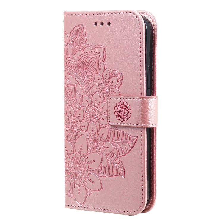 For Samsung Galaxy A53 5G 7-petal Flowers Embossing Pattern Horizontal Flip CasePhone Case(Rose Gold)