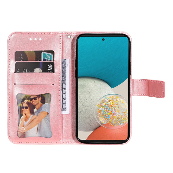 For Samsung Galaxy A53 5G 7-petal Flowers Embossing Pattern Horizontal Flip CasePhone Case(Rose Gold)