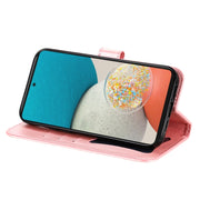 For Samsung Galaxy A53 5G 7-petal Flowers Embossing Pattern Horizontal Flip CasePhone Case(Rose Gold)