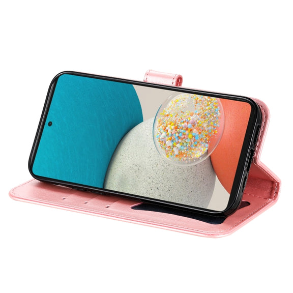 For Samsung Galaxy A53 5G 7-petal Flowers Embossing Pattern Horizontal Flip CasePhone Case(Rose Gold)