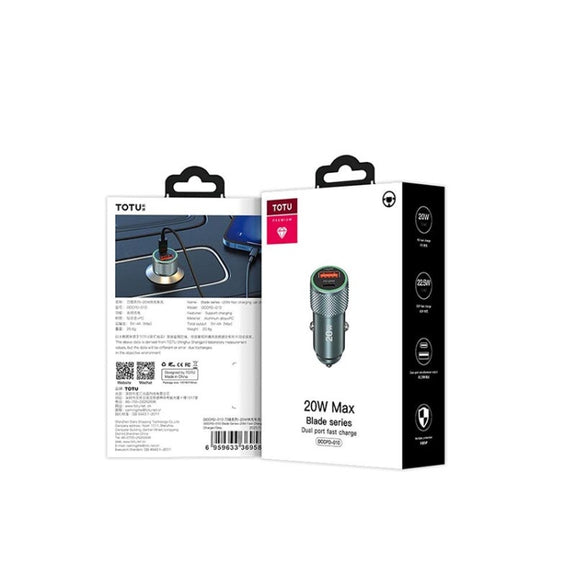 TOTUDESIGN DCCPD-010 Blade Series 20W Fast Charging Car Charger(Black)