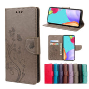For Samsung Galaxy A33 5G Butterfly Flower Pattern Horizontal Flip Leather Phone Case with Card Slot & Holder(Grey)