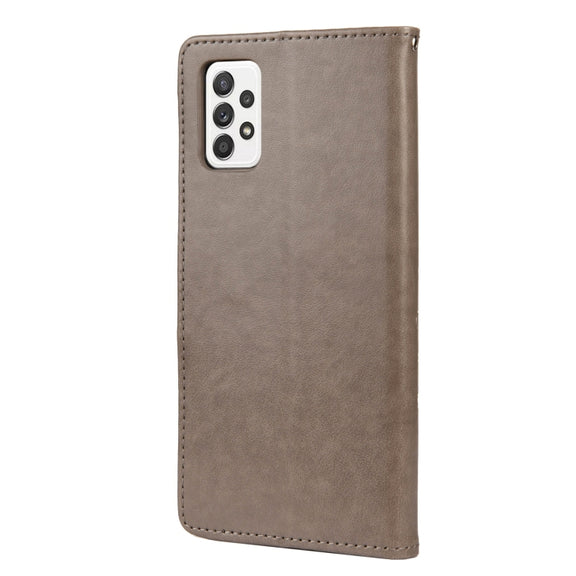 For Samsung Galaxy A33 5G Butterfly Flower Pattern Horizontal Flip Leather Phone Case with Card Slot & Holder(Grey)