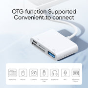 JOYROOM S-H142 4 in 1 8 Pin to SD / TF Card + 8 Pin Charge + USB Interface OTG Camera Reader Adapter(White)
