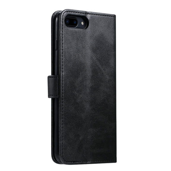 For iPhone 8 Plus / 7 Plus GUSSIM Magnetic Horizontal Flip Leather Case with Holder & Card Slots & & Wallet(Black)