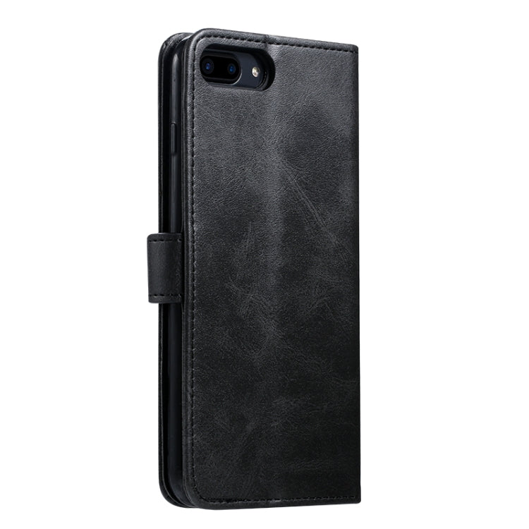 For iPhone 8 Plus / 7 Plus GUSSIM Magnetic Horizontal Flip Leather Case with Holder & Card Slots & & Wallet(Black)
