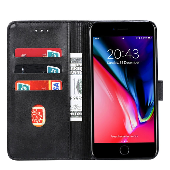 For iPhone 8 Plus / 7 Plus GUSSIM Magnetic Horizontal Flip Leather Case with Holder & Card Slots & & Wallet(Black)