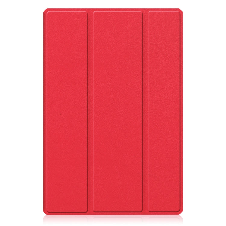 For Samsung Galaxy Tab A8 2021 SM-X205 3-Fold Holder Leather Tablet Case(Red)