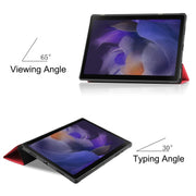 For Samsung Galaxy Tab A8 2021 SM-X205 3-Fold Holder Leather Tablet Case(Red)