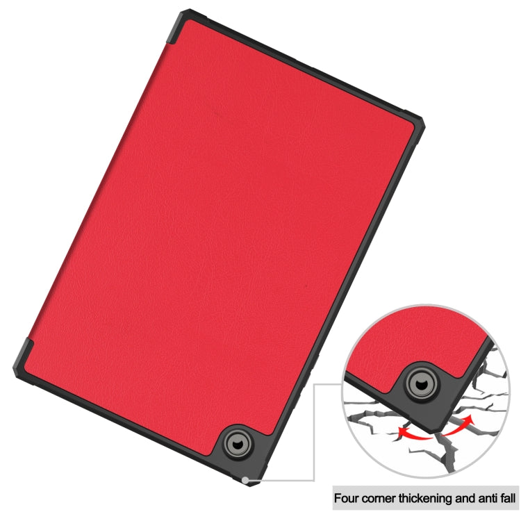 For Samsung Galaxy Tab A8 2021 SM-X205 3-Fold Holder Leather Tablet Case(Red)