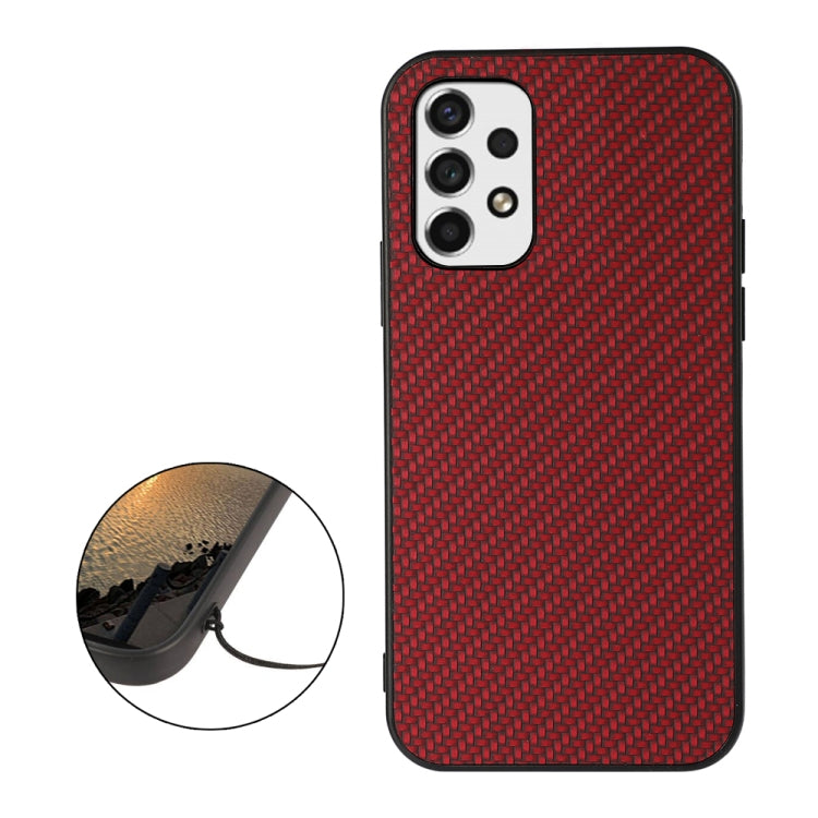 For Samsung Galaxy A53 5G Carbon Fiber Skin Phone Case(Red)