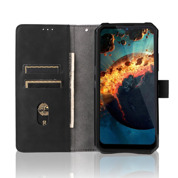 For Oukitel WP15 5G Solid Color Skin Feel Magnetic Buckle Leather Phone Case(Black)