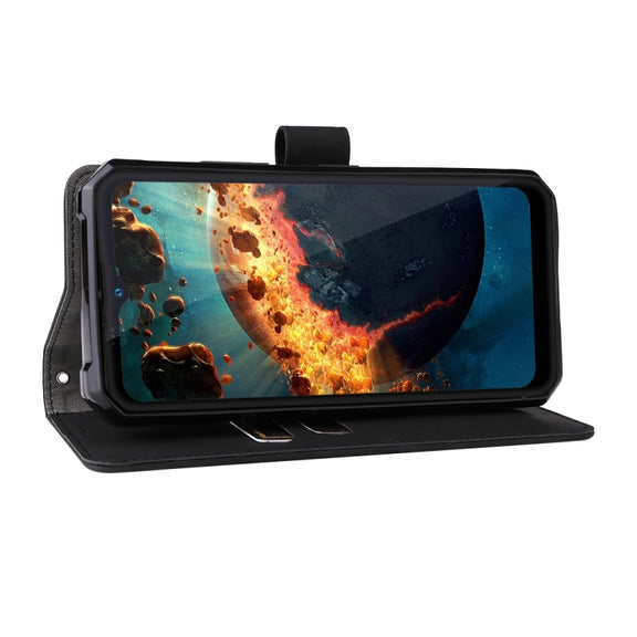 For Oukitel WP15 5G Solid Color Skin Feel Magnetic Buckle Leather Phone Case(Black)