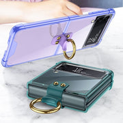 For Samsung Galaxy Z Flip3 5G GKK Shockproof Airbag Phone Case with Ring Holder(Transparent Black)
