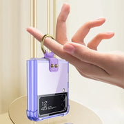 For Samsung Galaxy Z Flip3 5G GKK Shockproof Airbag Phone Case with Ring Holder(Transparent Green)