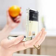 For Samsung Galaxy Z Flip3 5G GKK Shockproof Airbag Phone Case with Ring Holder(Transparent Green)