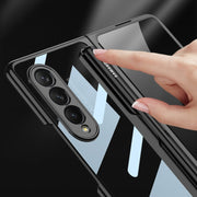 For Samsung Galaxy Z Fold3 5G GKK Integrated Electroplating + Glass Phone Case with Pen Slot(Gold)