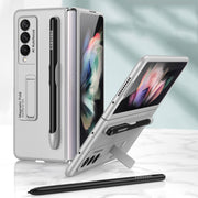 For Samsung Galaxy Z Fold3 5G GKK Ultra-thin PC Phone Flip Case with Holder & Pen Slot(Silver)