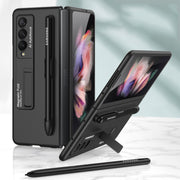 For Samsung Galaxy Z Fold3 5G GKK Ultra-thin PC Phone Flip Case with Holder & Pen Slot(Black)