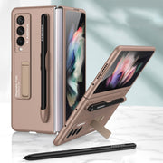 For Samsung Galaxy Z Fold3 5G GKK Ultra-thin PC Phone Flip Case with Holder & Pen Slot(Gold)