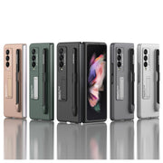 For Samsung Galaxy Z Fold3 5G GKK Ultra-thin PC Phone Flip Case with Holder & Pen Slot(Gold)