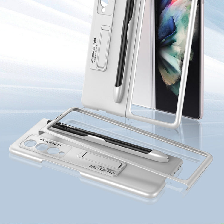 For Samsung Galaxy Z Fold3 5G GKK Ultra-thin PC Phone Flip Case with Holder & Pen Slot(Gold)