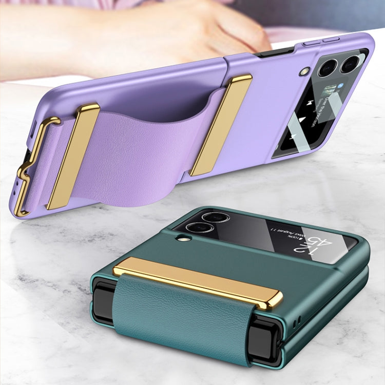 For Samsung Galaxy Z Flip3 5G GKK Ultra-thin Full Coverage Phone Case with Wristband(Purple)