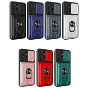 For Samsung Galaxy S21 Ultra 5G Camera Cover Phone Case with Card Slot & Holder(Black)