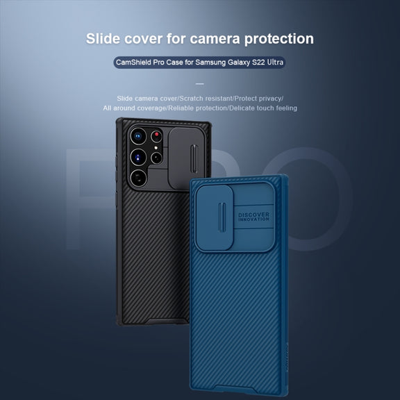 For Samsung Galaxy S22 Ultra 5G NILLKIN Black Mirror Pro Series Camshield Phone Case(Black)