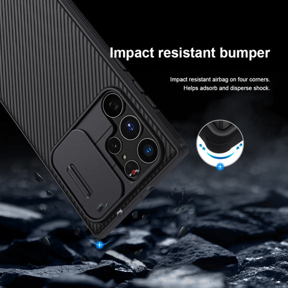 For Samsung Galaxy S22 Ultra 5G NILLKIN Black Mirror Pro Series Camshield Phone Case(Black)