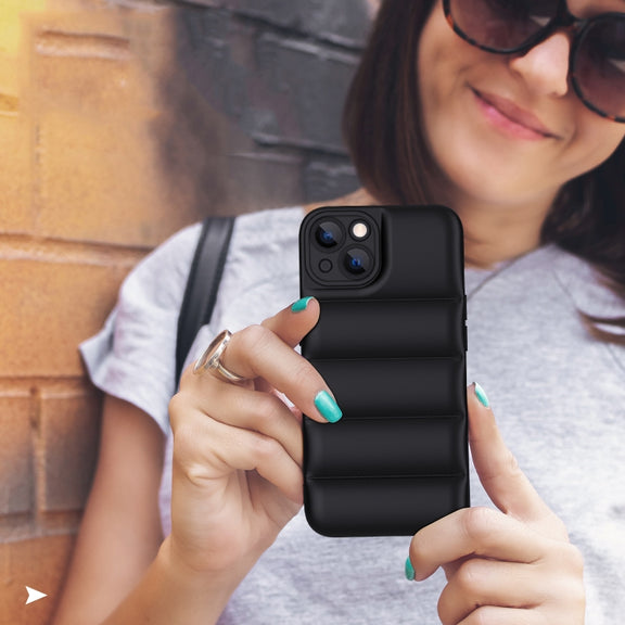For iPhone 13 Pro Max Eiderdown Airbag Shockproof Phone Case (Black)