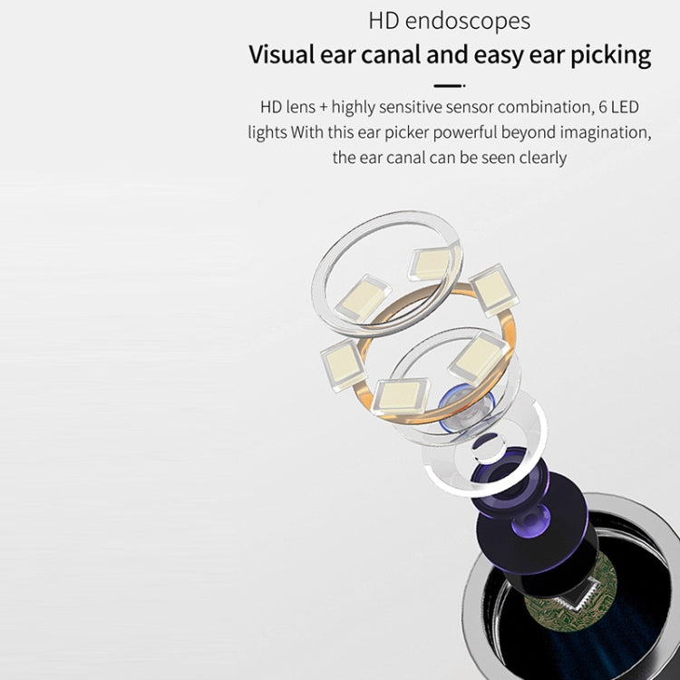 T6 Portable Wireless Smart Visual Earpick Earwax Removal Tool(White)