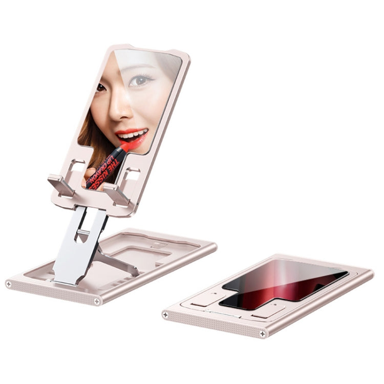 R-JUST HZ16 Slim Phone Desktop Holder(Rose Gold + Mirror Noodle)