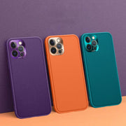 For iPhone 13 Pro Plain Skin Leather Case (Purple)