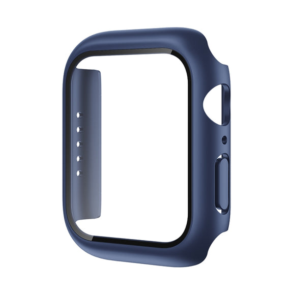 ROCK 2 in 1 PC Frame + Tempered Glass Protector Case For Apple Watch Series 9 / 8 / 7 41mm(Blue) - Watch Cases by ROCK