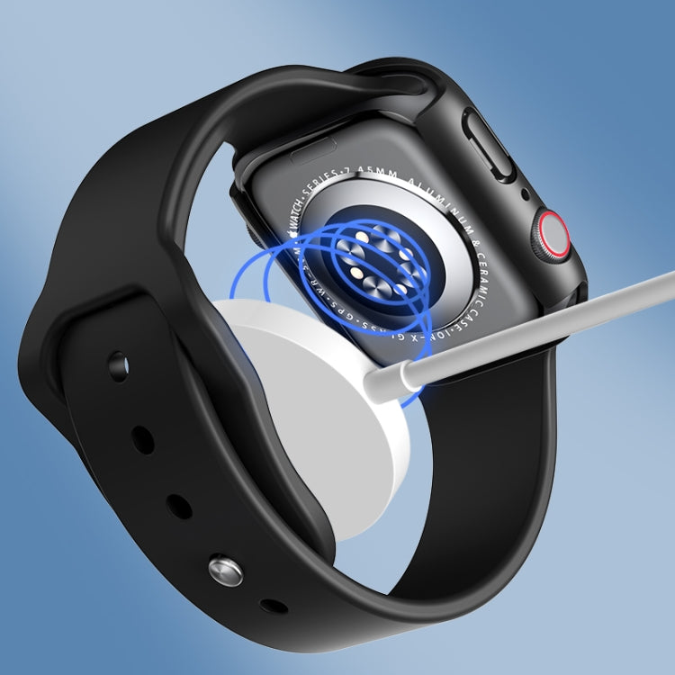 ROCK 2 in 1 PC Frame + Tempered Glass Protector Case For Apple Watch Series 9 / 8 / 7 41mm(Black) - Watch Cases by ROCK