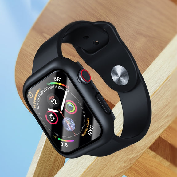 ROCK 2 in 1 PC Frame + Tempered Glass Protector Case For Apple Watch Series 9 / 8 / 7 45mmBlue) - Watch Cases by ROCK