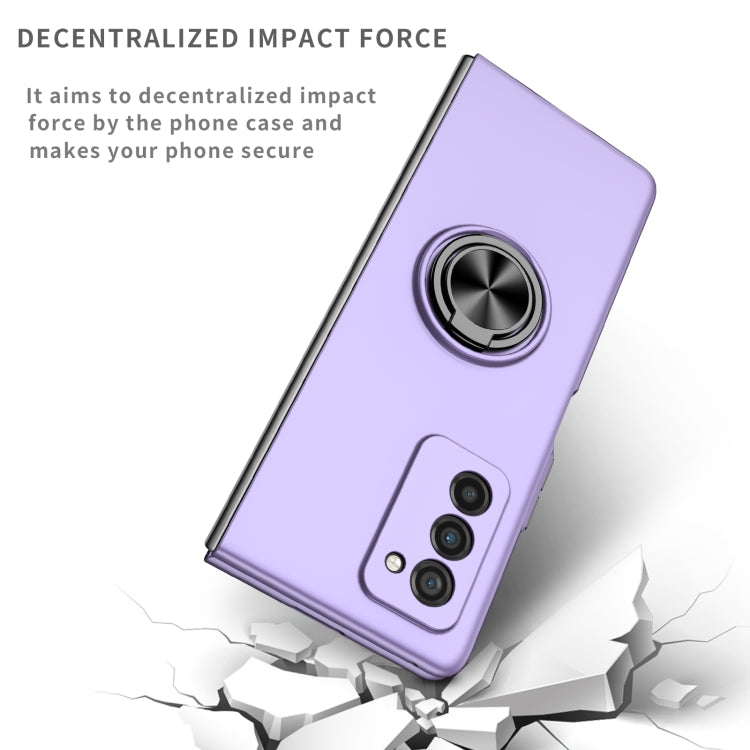 For Samsung Galaxy Z Fold2 5G Armor Ring Holder Phone Case(Purple)