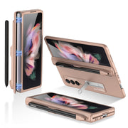 For Samsung Galaxy Z Fold3 5G GKK Magnetic Full Coverage Phone Flip Case with Pen Slot(Gold)