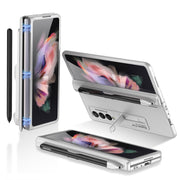 For Samsung Galaxy Z Fold3 5G GKK Magnetic Full Coverage Phone Flip Case with Pen Slot(Silver)