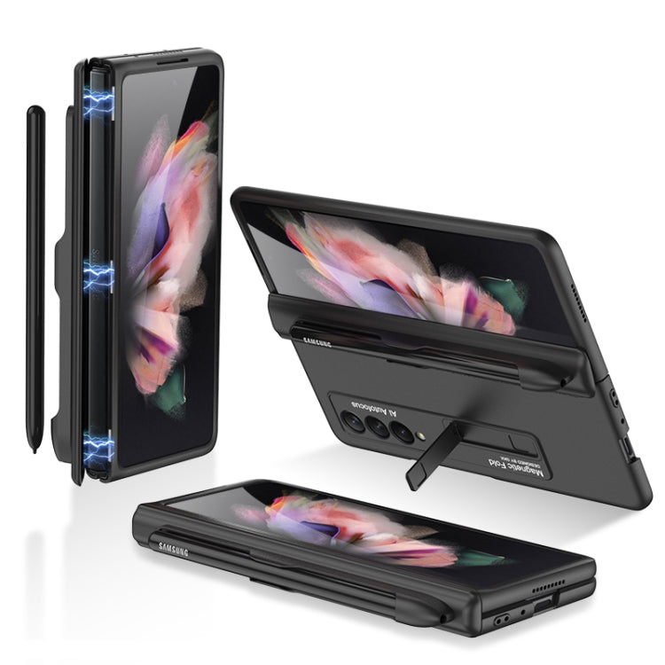 For Samsung Galaxy Z Fold3 5G GKK Magnetic Full Coverage Phone Flip Case with Pen Slot(Black)