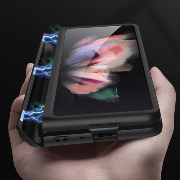 For Samsung Galaxy Z Fold3 5G GKK Magnetic Full Coverage Phone Flip Case with Pen Slot(Silver)