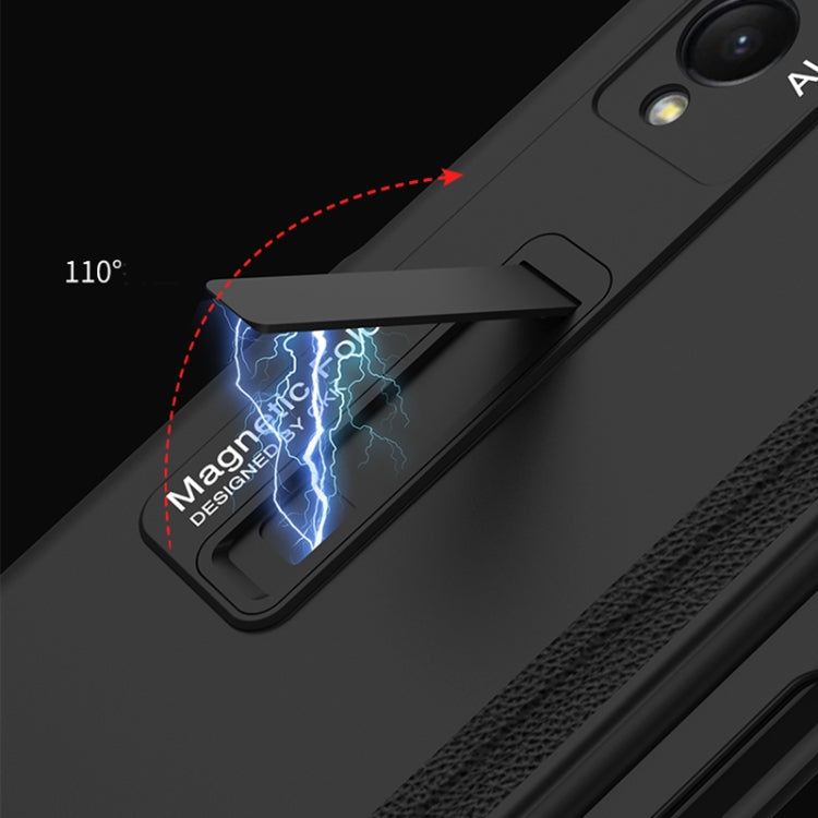 For Samsung Galaxy Z Fold3 5G GKK Magnetic Full Coverage Phone Flip Case with Pen Slot(Grey)