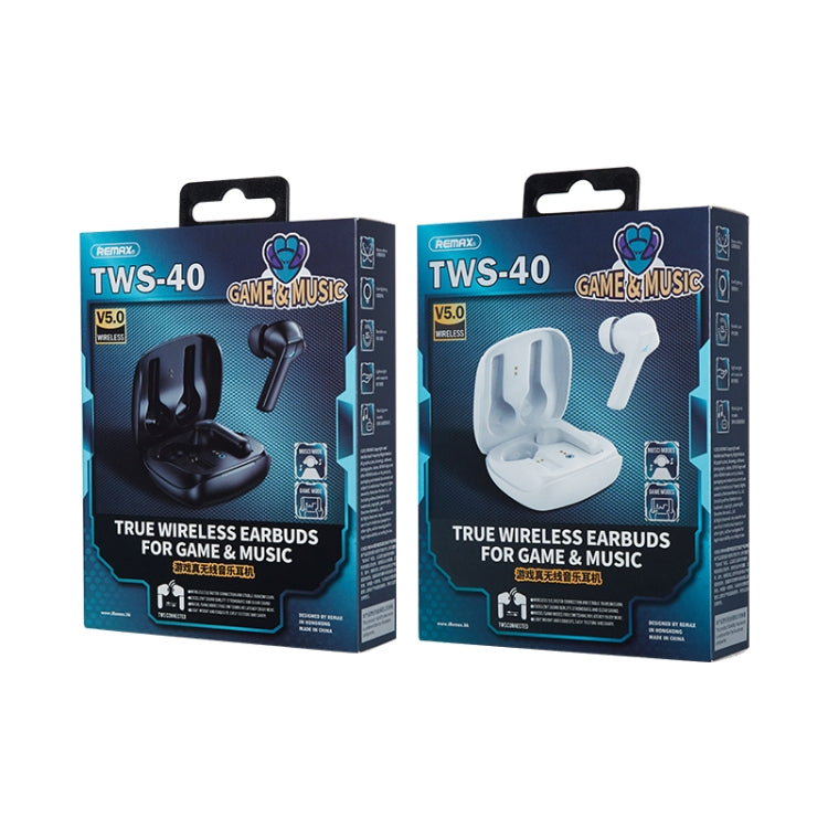REMAX TWS-40 True Wireless Music Gaming Bluetooth Earphone(White)
