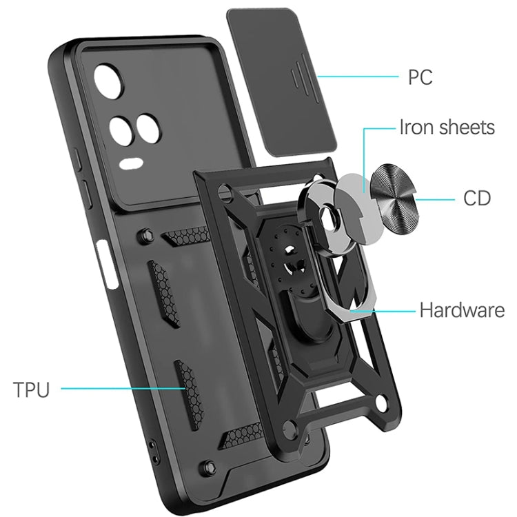 For vivo Y21s Sliding Camera Cover TPU+PC Phone Case(Black)